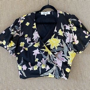 Diane von Furstenberg Wrap Flutter Sleeve Top